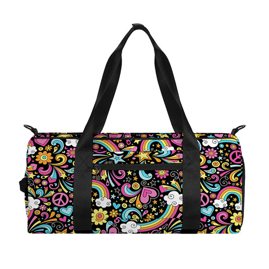 Groovy Hippie Peace Pattern Print Gym Bag