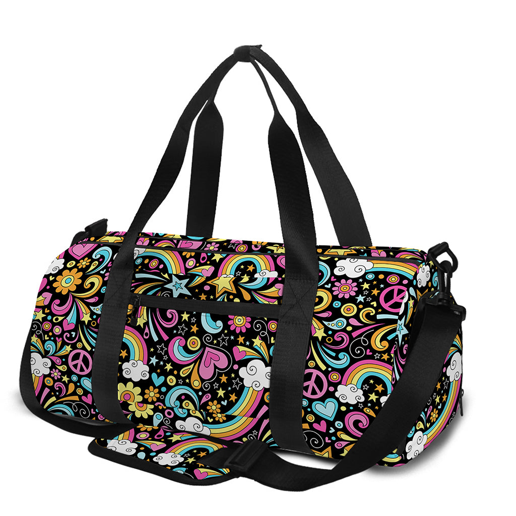 Groovy Hippie Peace Pattern Print Gym Bag