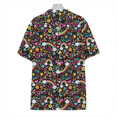Groovy Hippie Peace Pattern Print Hawaiian Shirt