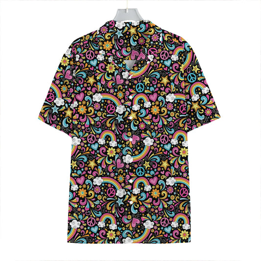Groovy Hippie Peace Pattern Print Hawaiian Shirt