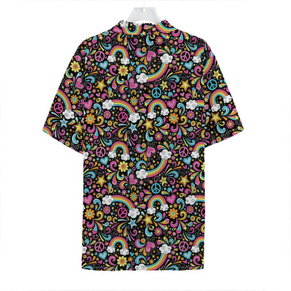 Groovy Hippie Peace Pattern Print Hawaiian Shirt