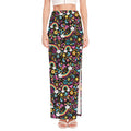 Groovy Hippie Peace Pattern Print High Slit Maxi Skirt