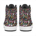 Groovy Hippie Peace Pattern Print High Top Leather Sneakers