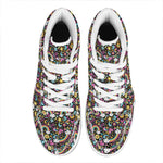 Groovy Hippie Peace Pattern Print High Top Leather Sneakers