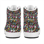 Groovy Hippie Peace Pattern Print High Top Leather Sneakers