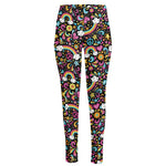 Groovy Hippie Peace Pattern Print High-Waisted Pocket Leggings