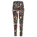 Groovy Hippie Peace Pattern Print High-Waisted Pocket Leggings
