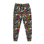 Groovy Hippie Peace Pattern Print Jogger Pants