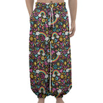 Groovy Hippie Peace Pattern Print Lantern Pants
