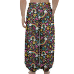 Groovy Hippie Peace Pattern Print Lantern Pants