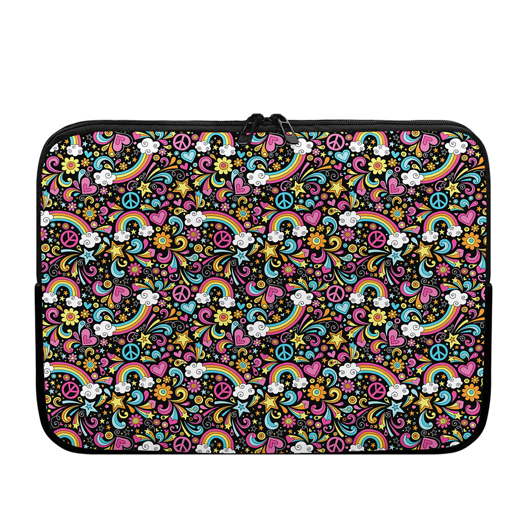 Groovy Hippie Peace Pattern Print Laptop Sleeve