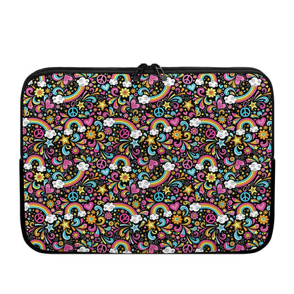 Groovy Hippie Peace Pattern Print Laptop Sleeve