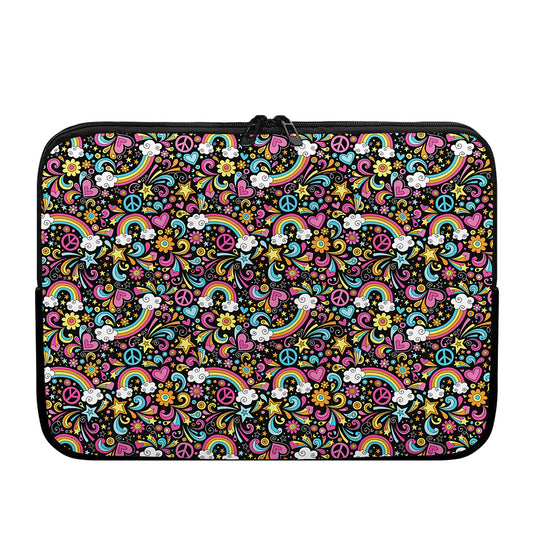 Groovy Hippie Peace Pattern Print Laptop Sleeve