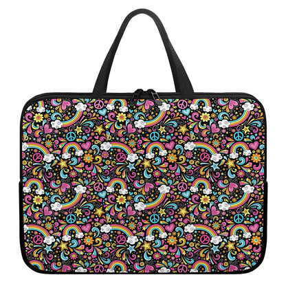 Groovy Hippie Peace Pattern Print Laptop Sleeve With Handle