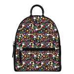 Groovy Hippie Peace Pattern Print Leather Backpack