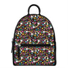 Groovy Hippie Peace Pattern Print Leather Backpack