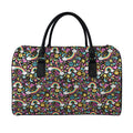 Groovy Hippie Peace Pattern Print Leather Duffel Bag
