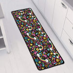 Groovy Hippie Peace Pattern Print Long Kitchen Mat