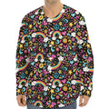Groovy Hippie Peace Pattern Print Long Sleeve Baseball Jersey