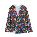 Groovy Hippie Peace Pattern Print Long Sleeve Short Coat