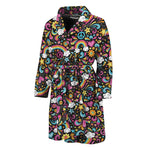 Groovy Hippie Peace Pattern Print Men's Bathrobe