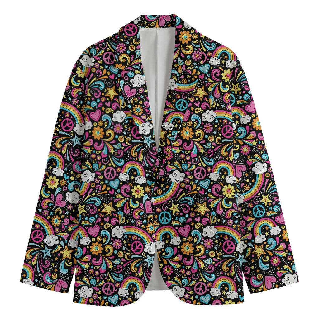 Groovy Hippie Peace Pattern Print Men's Blazer