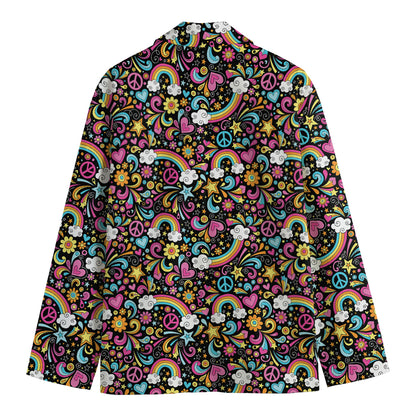 Groovy Hippie Peace Pattern Print Men's Blazer