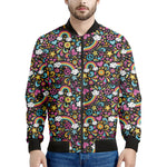 Groovy Hippie Peace Pattern Print Men's Bomber Jacket