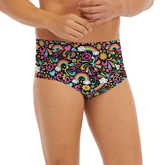 Groovy Hippie Peace Pattern Print Men's Briefs