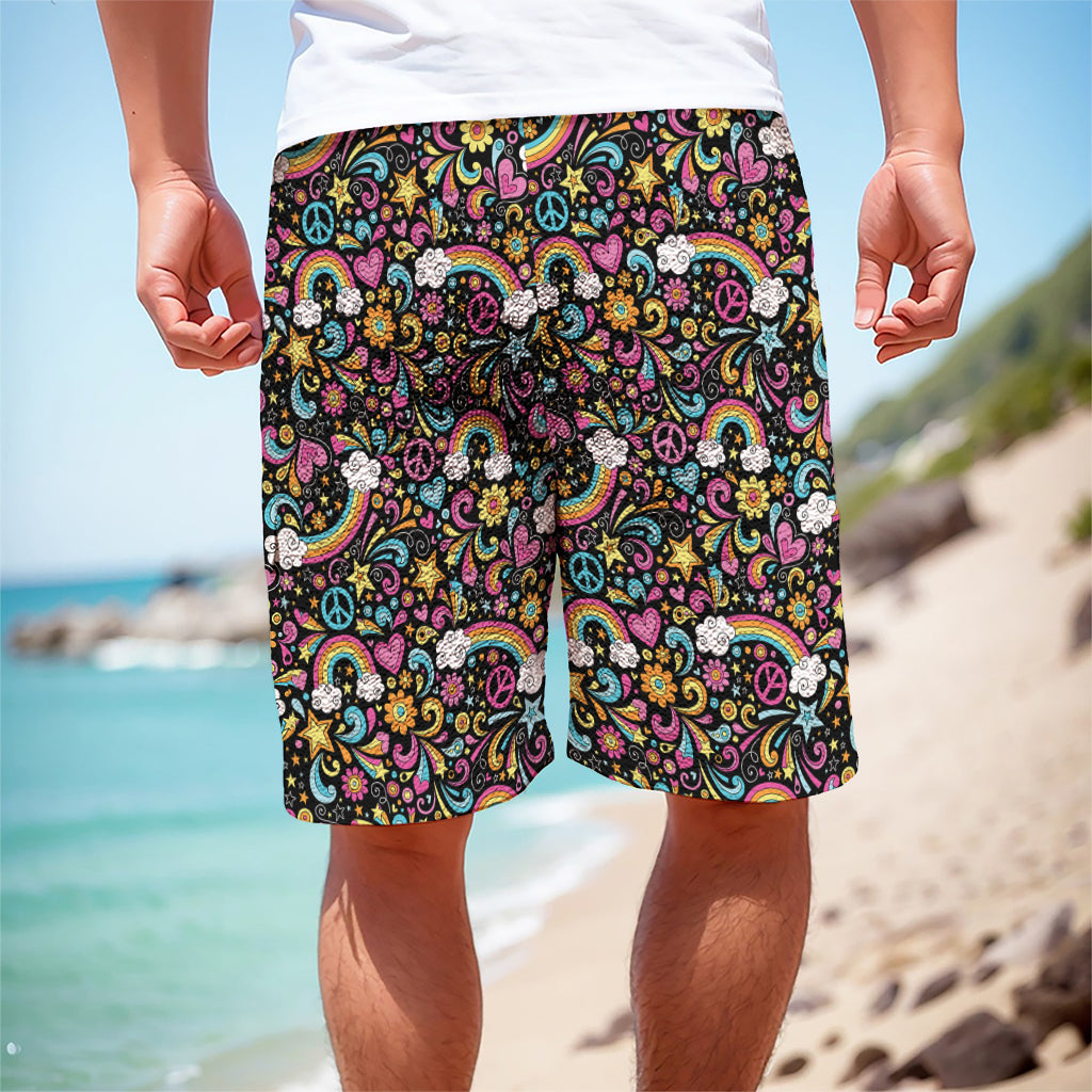 Groovy Hippie Peace Pattern Print Men's Cargo Shorts