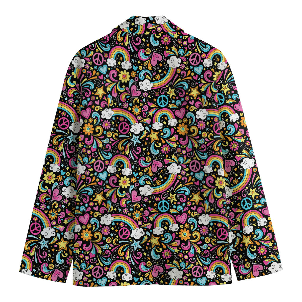 Groovy Hippie Peace Pattern Print Men's Cotton Blazer
