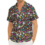 Groovy Hippie Peace Pattern Print Men's Deep V-Neck Shirt