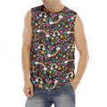 Groovy Hippie Peace Pattern Print Men's Fitness Tank Top