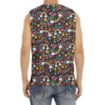Groovy Hippie Peace Pattern Print Men's Fitness Tank Top