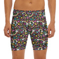 Groovy Hippie Peace Pattern Print Men's Long Boxer Briefs