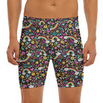Groovy Hippie Peace Pattern Print Men's Long Boxer Briefs