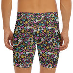 Groovy Hippie Peace Pattern Print Men's Long Boxer Briefs