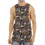 Groovy Hippie Peace Pattern Print Men's Muscle Tank Top