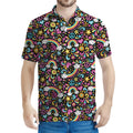 Groovy Hippie Peace Pattern Print Men's Polo Shirt
