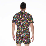 Groovy Hippie Peace Pattern Print Men's Rompers