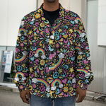 Groovy Hippie Peace Pattern Print Men's Shirt Jacket