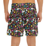 Groovy Hippie Peace Pattern Print Men's Split Running Shorts