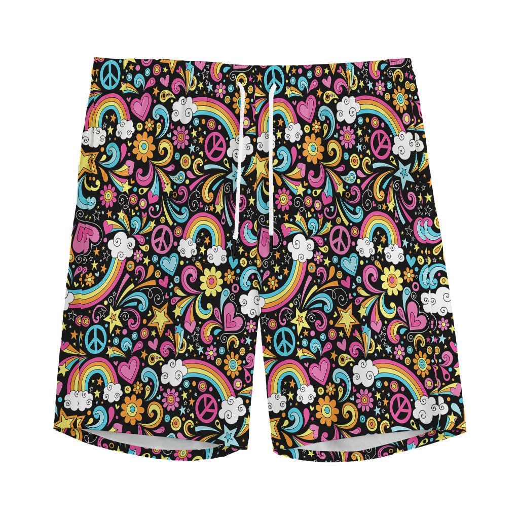 Groovy Hippie Peace Pattern Print Men's Sports Shorts