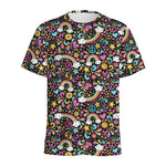 Groovy Hippie Peace Pattern Print Men's Sports T-Shirt