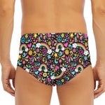Groovy Hippie Peace Pattern Print Men's Triangle Swim Briefs