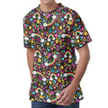 Groovy Hippie Peace Pattern Print Men's Velvet T-Shirt