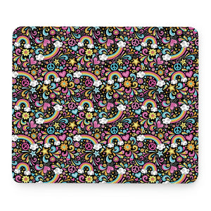 Groovy Hippie Peace Pattern Print Mouse Pad