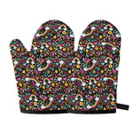 Groovy Hippie Peace Pattern Print Oven Mitts