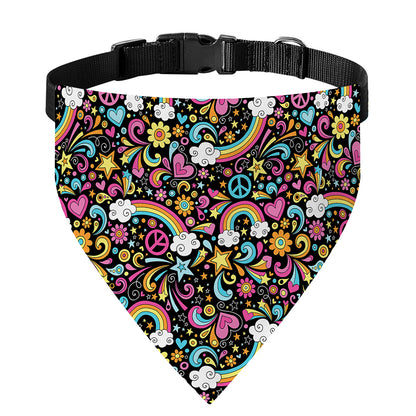 Groovy Hippie Peace Pattern Print Over The Collar Dog Bandana