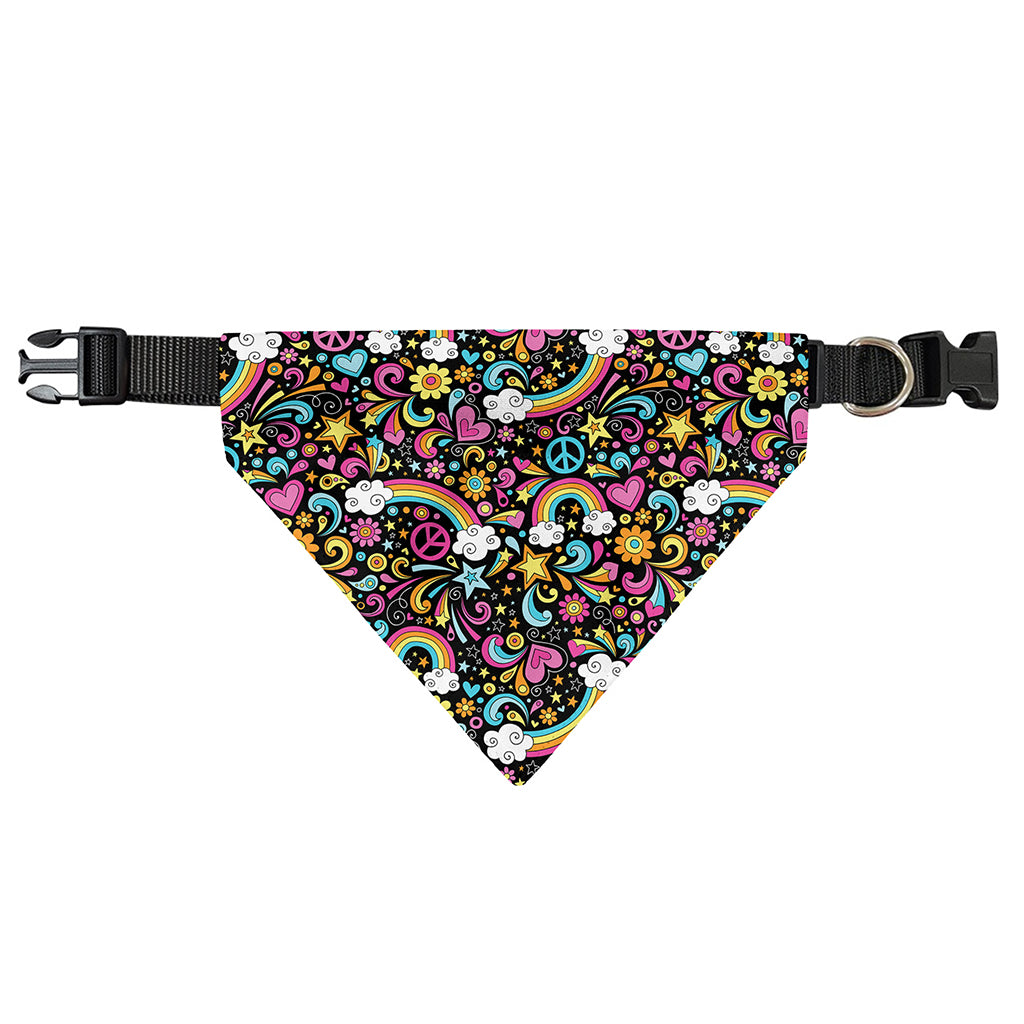 Groovy Hippie Peace Pattern Print Over The Collar Dog Bandana